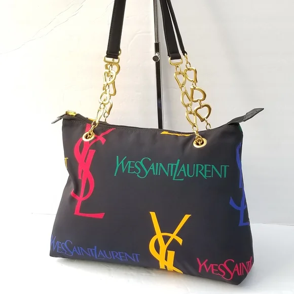 Gorgeous Vintage YSL Yves Saint Laurent Monogram canvas shoulder Tote handbag